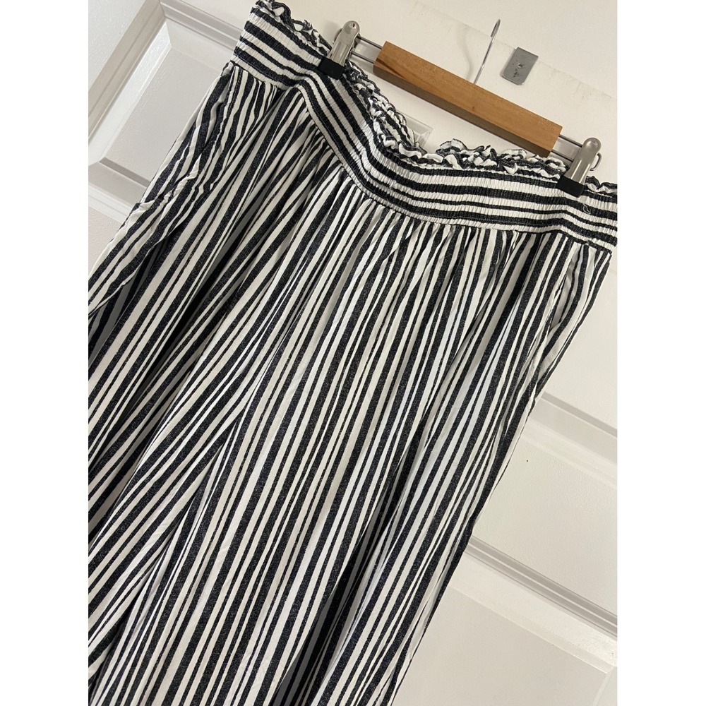 Terra & Sky Black White Striped Wide Leg Paperbag Pants Plus Size 1X 16W-18W